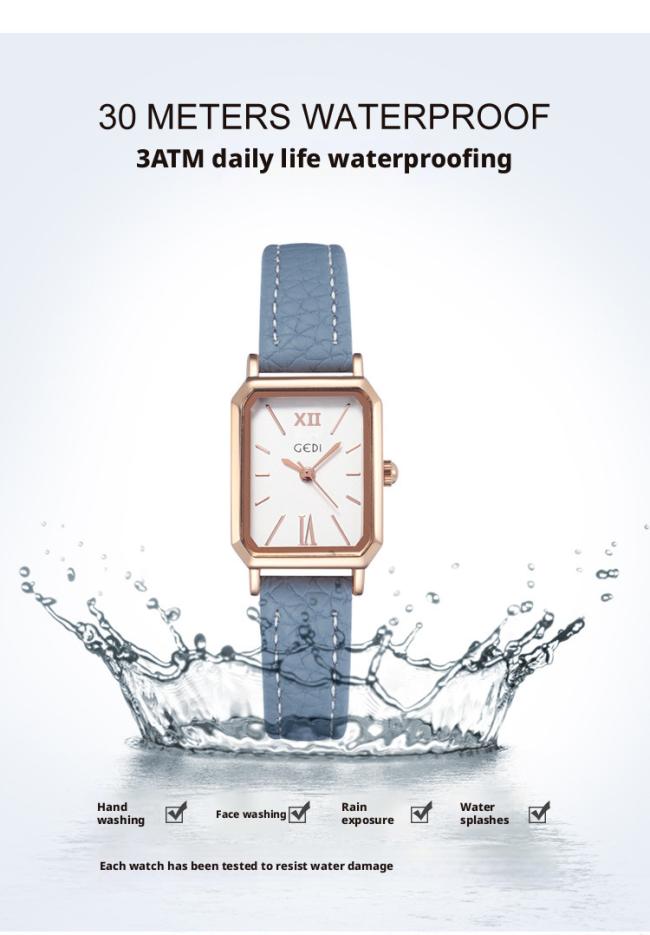 Vintage Square Dial Leather Strap Women Watch Minimalist Thin Band Quartz Wristwatch Elegant Business Ladies Dress Watch