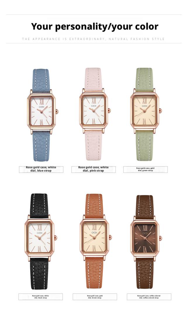 Vintage Square Dial Leather Strap Women Watch Minimalist Thin Band Quartz Wristwatch Elegant Business Ladies Dress Watch