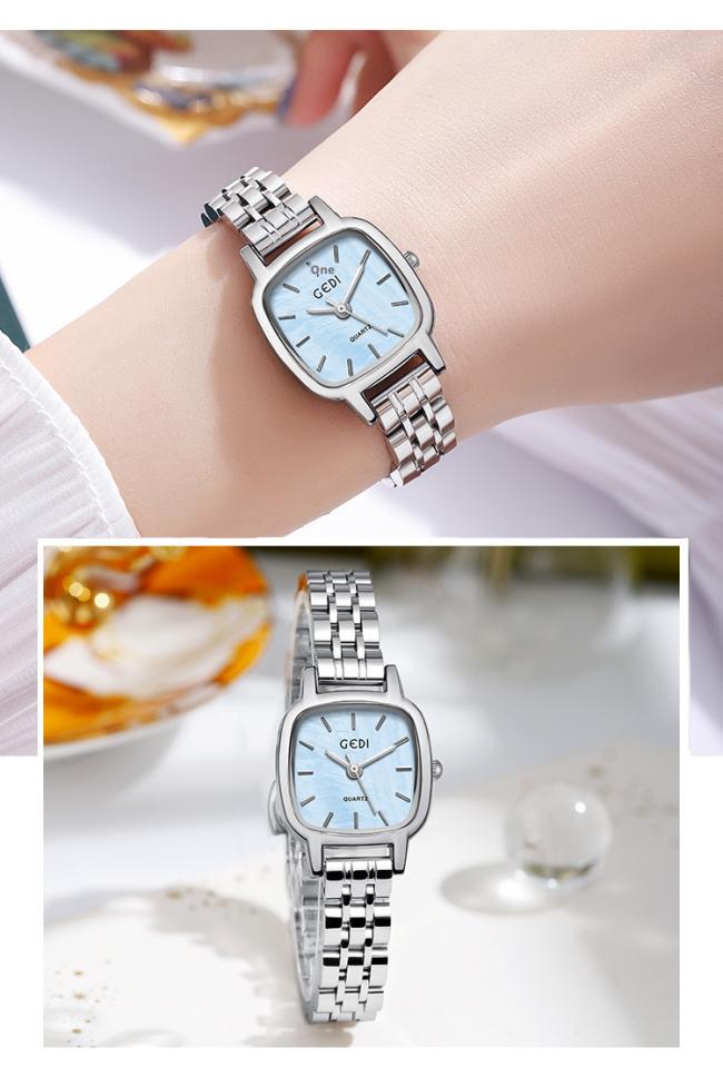 Vintage Square Stainless Steel Women Watch Thin Metal Bracelet Band Elegant Business Ladies Quartz Wrist Watch 3 Color Dials