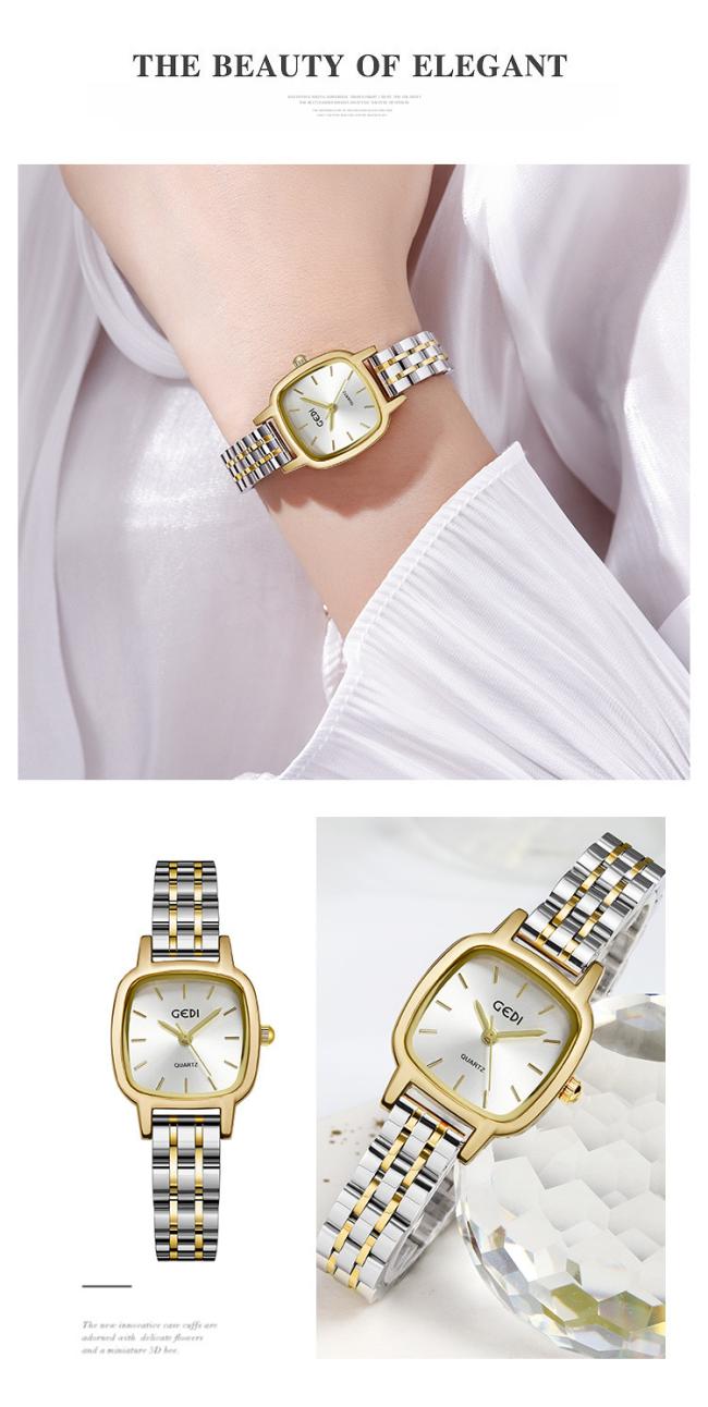 Vintage Square Stainless Steel Women Watch Thin Metal Bracelet Band Elegant Business Ladies Quartz Wrist Watch 3 Color Dials