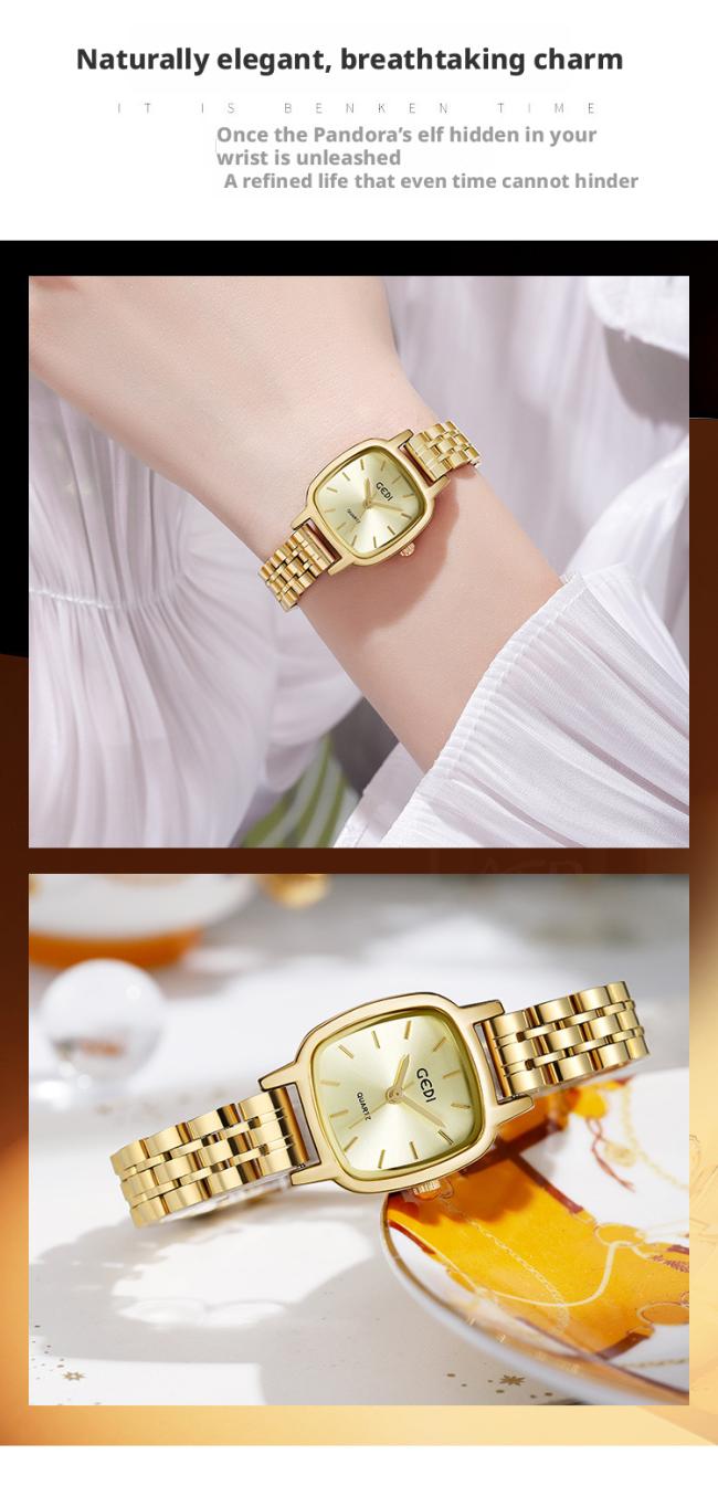 Vintage Square Stainless Steel Women Watch Thin Metal Bracelet Band Elegant Business Ladies Quartz Wrist Watch 3 Color Dials