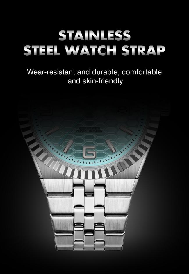 Men Business Automatic Mechanical Watch Blue Honeycomb Dial Stainless Steel Waterproof Luminous Luxury Wrist Watch