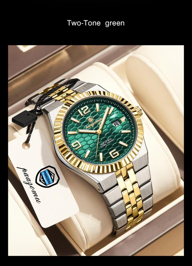 Men Business Automatic Mechanical Watch Blue Honeycomb Dial Stainless Steel Waterproof Luminous Luxury Wrist Watch