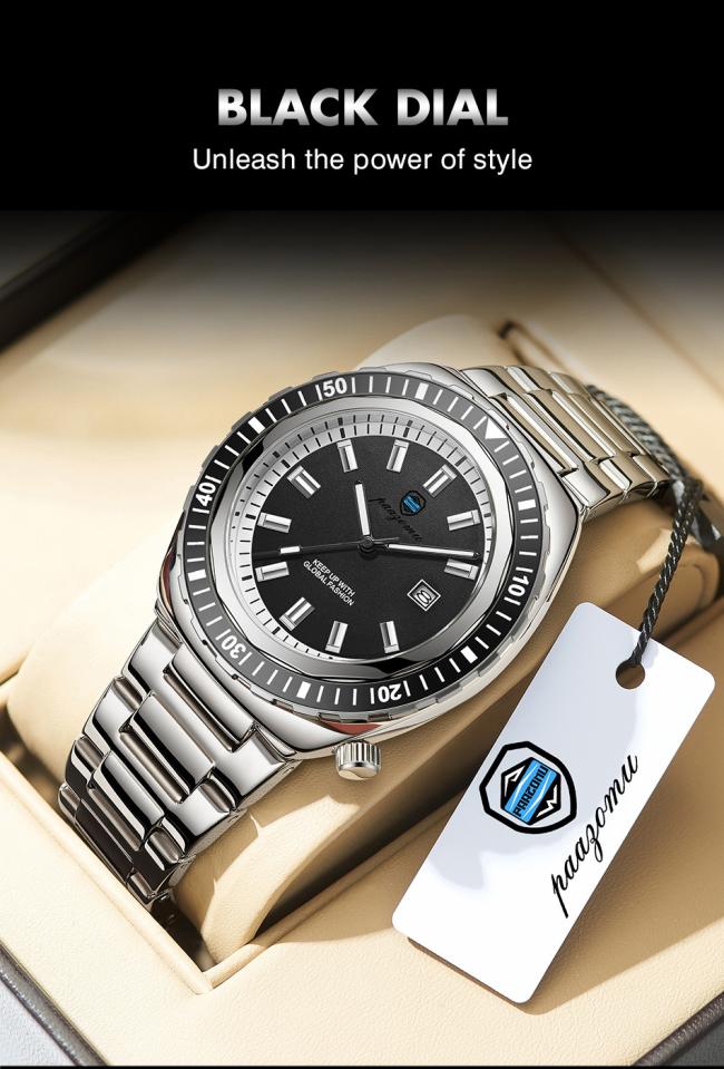 Men Diving Automatic Mechanical Watch Rotating Bezel 3 Color Dial Luminous Date Stainless Steel Bracelet 100M Waterproof Sports Luxury Wristwatch