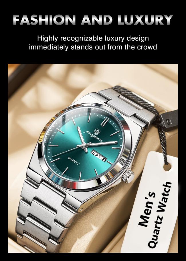 Luxury Nautilus Men Quartz Watch Ultra Slim Integrated Stainless Steel Bracelet Minimalist Smooth Dial 3ATM Waterproof Business Wristwatch 3 Colors Available