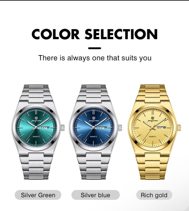 Luxury Nautilus Men Quartz Watch Ultra Slim Integrated Stainless Steel Bracelet Minimalist Smooth Dial 3ATM Waterproof Business Wristwatch 3 Colors Available