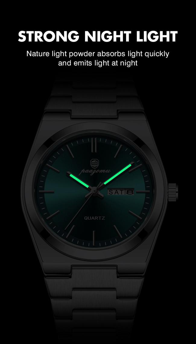 Luxury Nautilus Men Quartz Watch Ultra Slim Integrated Stainless Steel Bracelet Minimalist Smooth Dial 3ATM Waterproof Business Wristwatch 3 Colors Available