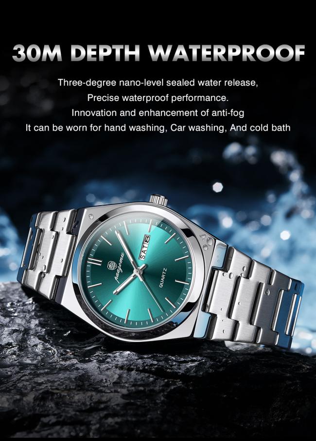 Luxury Nautilus Men Quartz Watch Ultra Slim Integrated Stainless Steel Bracelet Minimalist Smooth Dial 3ATM Waterproof Business Wristwatch 3 Colors Available