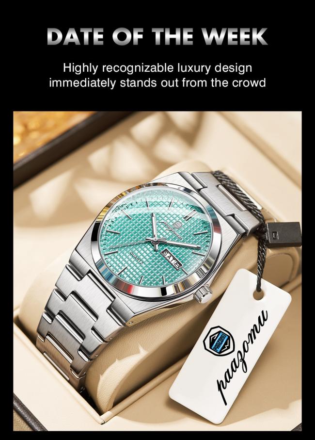 38mm Ultra Thin Stainless Steel Business Watch Men Luxury Waterproof Quartz Wristwatch