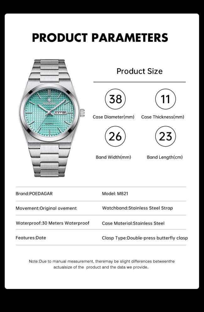 38mm Ultra Thin Stainless Steel Business Watch Men Luxury Waterproof Quartz Wristwatch
