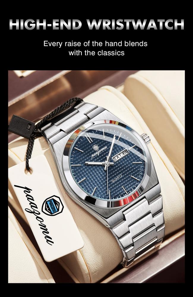 38mm Ultra Thin Stainless Steel Business Watch Men Luxury Waterproof Quartz Wristwatch
