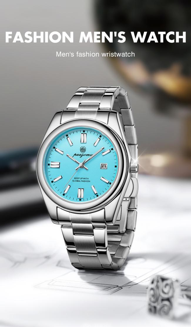 41mm Men Business Calendar Quartz Watch Solid Stainless Steel Bracelet Waterproof Dress Wrist Watch Multiple Color Dial For Gentleman Daily Wear