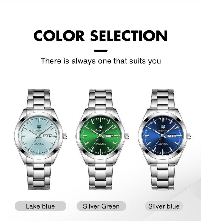 Men Classic Chronograph Business Wrist Watch Stainless Steel Band 50M Waterproof Multi Dial Quartz Dress Watch For Office Daily Gift