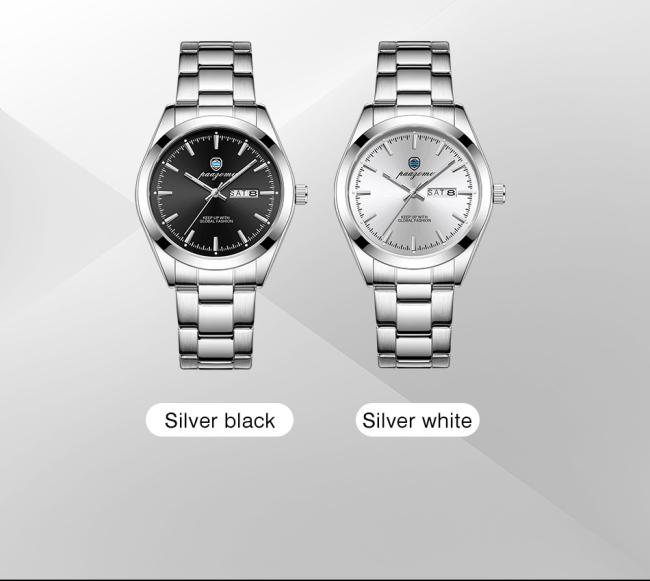 Men Classic Chronograph Business Wrist Watch Stainless Steel Band 50M Waterproof Multi Dial Quartz Dress Watch For Office Daily Gift