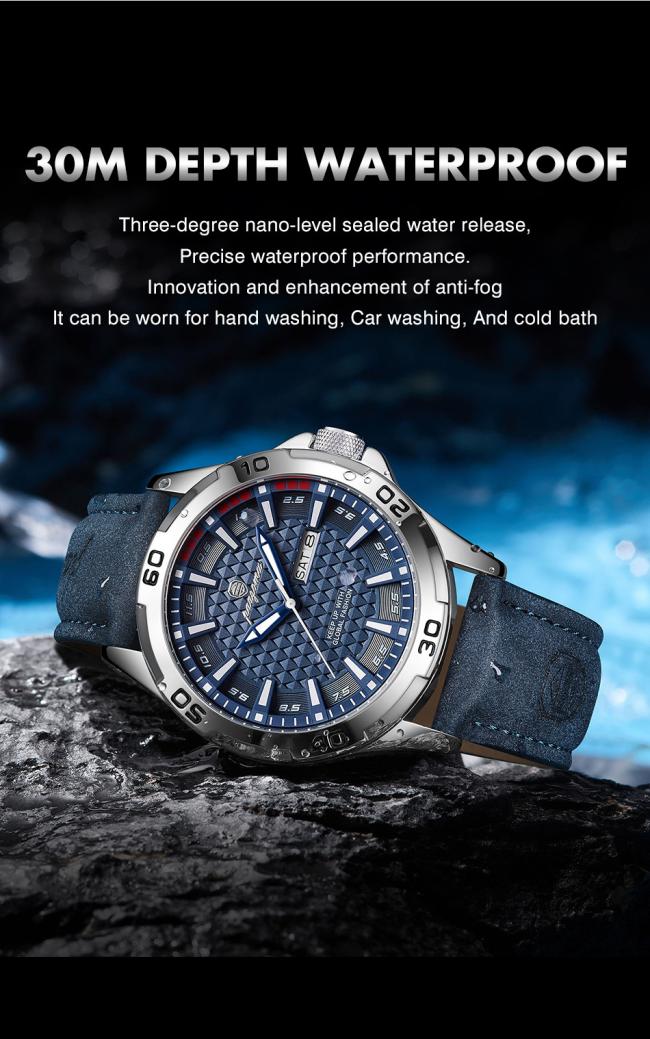 Men Large Dial Vintage Pilot Wrist Watch Multifunction Chronograph Leather Strap Waterproof Business Sports Quartz Watch 3 Color Dials For Men Gift