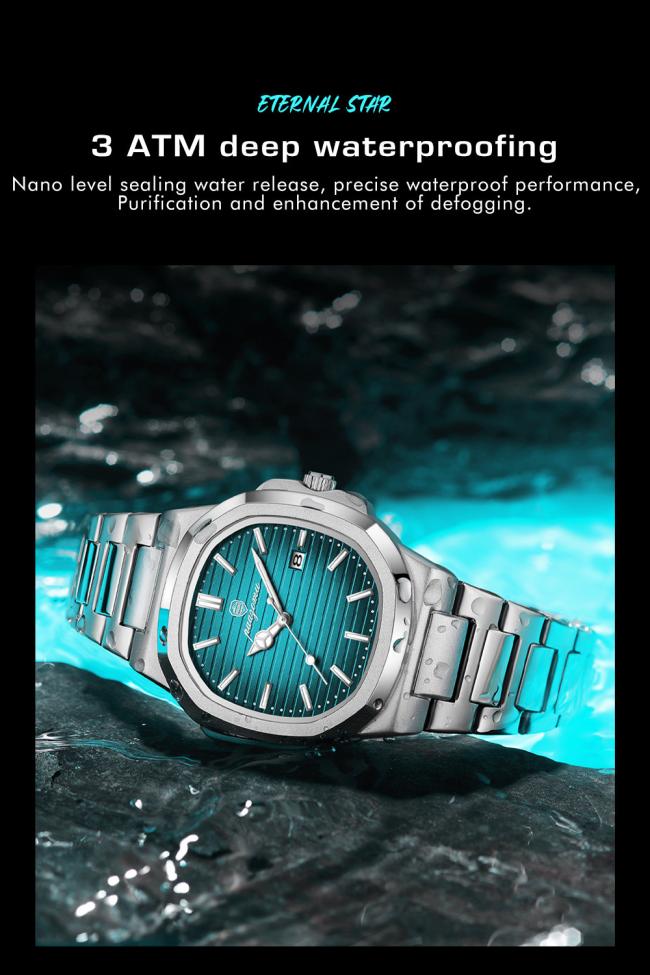 Men Luxury Textured Dial Business Wrist Watch Solid Stainless Steel Bracelet Waterproof Quartz Dress Watch 3 Color Options Rose Gold Silver For Gentleman Daily Gift
