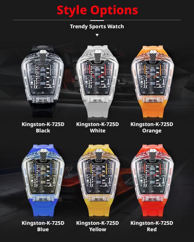 Transparent Tonneau Skeleton Automatic Mechanical Watch Men, Luminous Hollow Dial Sports Wristwatch, Waterproof Rubber Strap Barrel Shape Watch 3 Color Cases