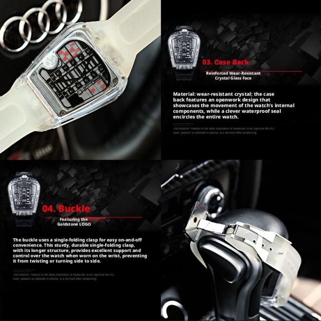 Transparent Tonneau Skeleton Automatic Mechanical Watch Men, Luminous Hollow Dial Sports Wristwatch, Waterproof Rubber Strap Barrel Shape Watch 3 Color Cases