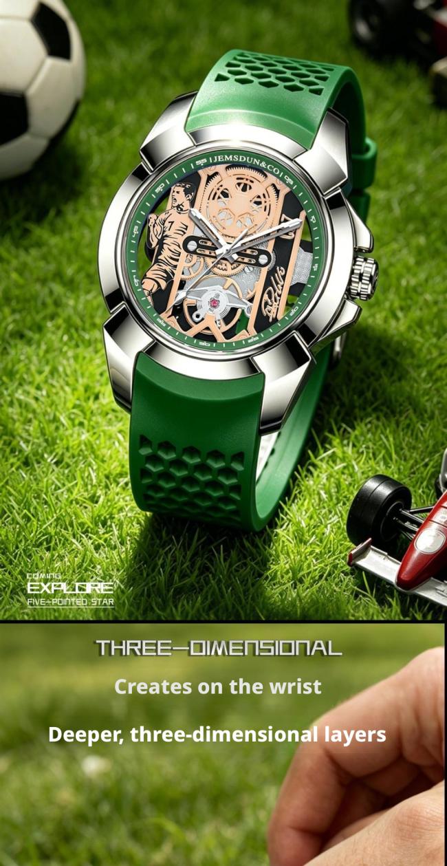 Tonneau Hollow Skeleton Automatic Mechanical Watch Men, 3 Colors Silicone Strap Luminous Waterproof Futuristic Barrel Sports Wrist Watch