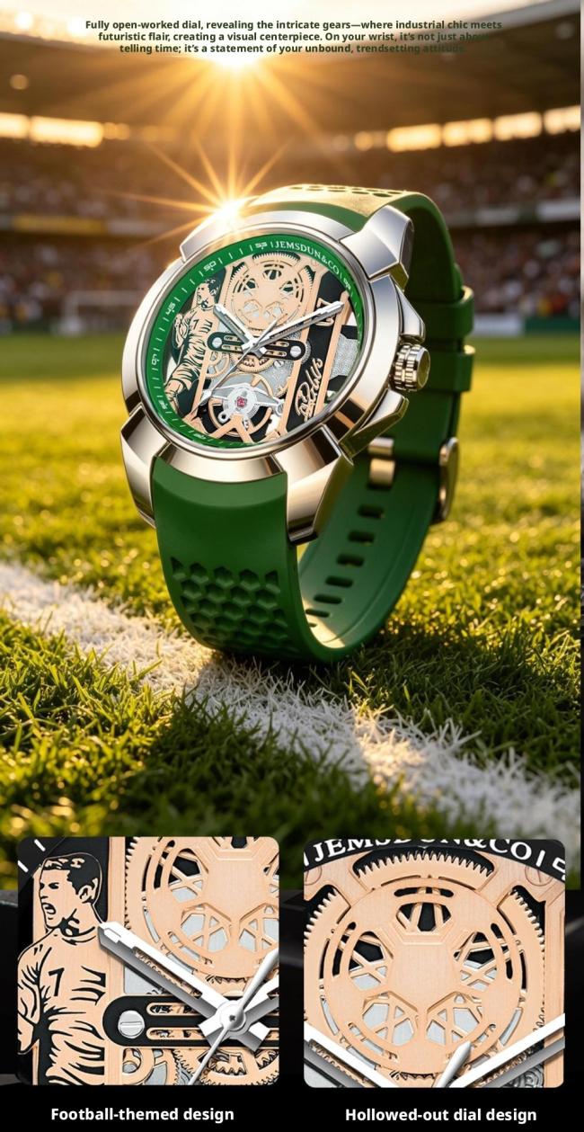 Tonneau Hollow Skeleton Automatic Mechanical Watch Men, 3 Colors Silicone Strap Luminous Waterproof Futuristic Barrel Sports Wrist Watch