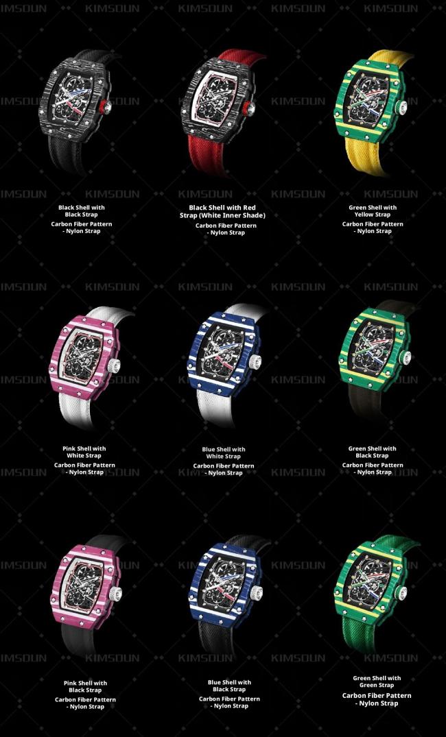 Tonneau Hollow Skeleton Automatic Mechanical Watch Men, 3 Colors Silicone Strap Luminous Waterproof Futuristic Barrel Sports Wrist Watch