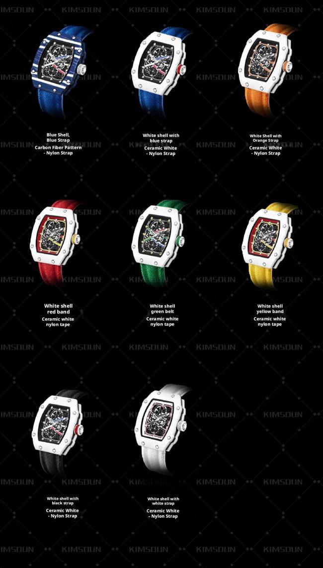 Tonneau Hollow Skeleton Automatic Mechanical Watch Men, 3 Colors Silicone Strap Luminous Waterproof Futuristic Barrel Sports Wrist Watch