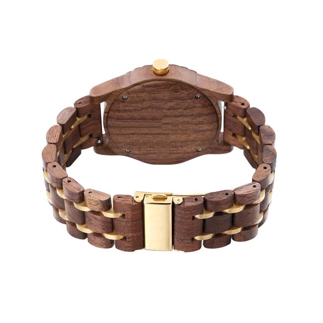 Vintage Walnut Wood Watch for Men, Multi-Functional Calendar Week 24H Display Quartz Wrist Watch, Custom Logo Wooden Business Watch