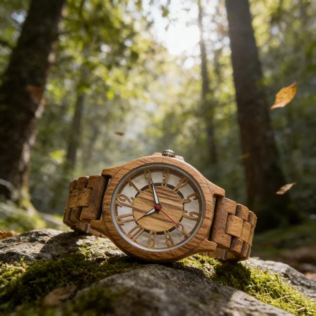 Fashion Hollow Colorful Bamboo Wood Quartz Watch for Men, Retro Mixed Wooden Strap Wrist Watch Custom Logo