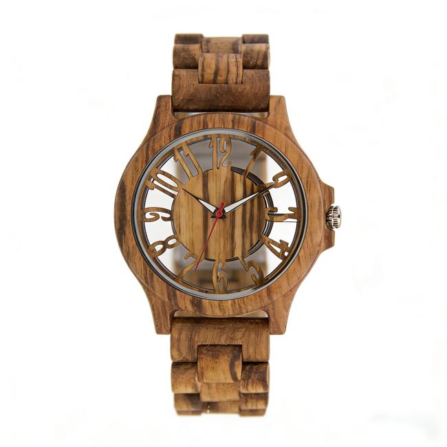 Fashion Hollow Colorful Bamboo Wood Quartz Watch for Men, Retro Mixed Wooden Strap Wrist Watch Custom Logo