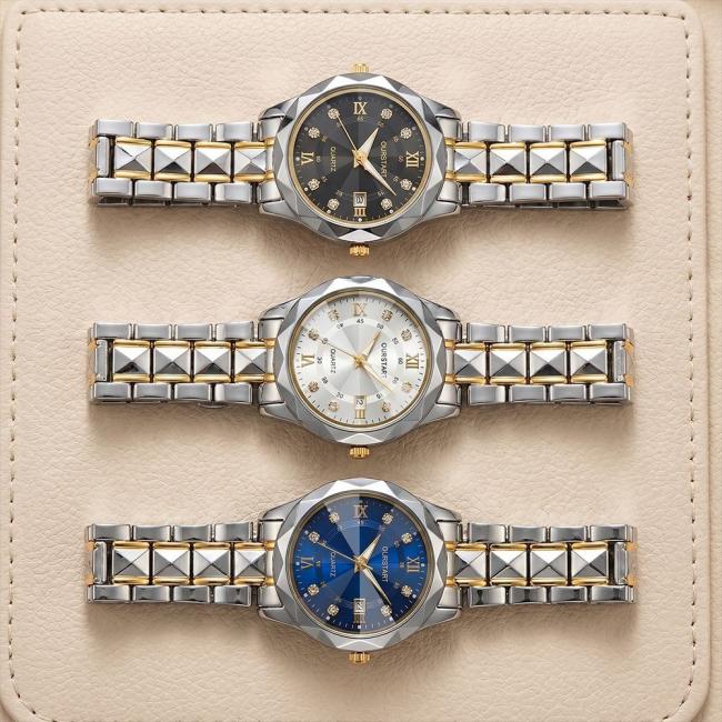 His and Hers Couple Watches - Matching Quartz Set, Date Display, Luminous, Waterproof