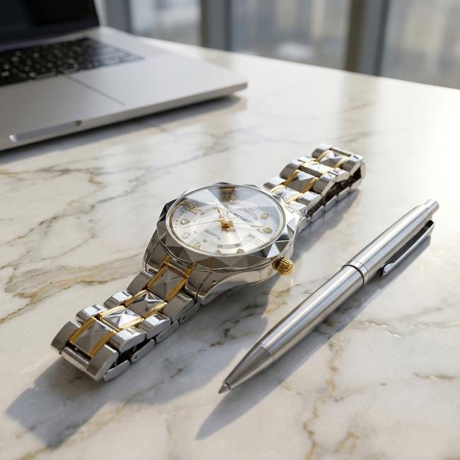 His and Hers Couple Watches - Matching Quartz Set, Date Display, Luminous, Waterproof