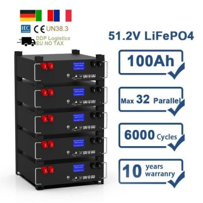 China 51.2V 100Ah BMS 5kw Diy LiFePO4 Stackable Home Solar Energy Storage Batteries for sale