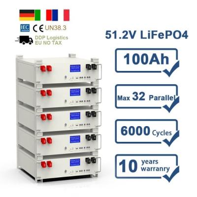 China 10 Years Warranty 51.2V 5Kwh Rechargeable Lithium Ion Pack 100Ah LiFePO4 Battery for sale