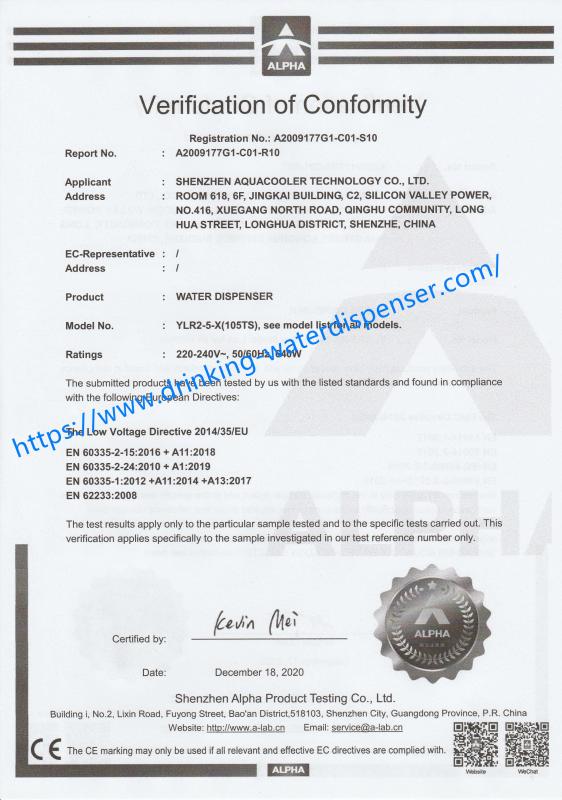 CE LVD Certificate - Shenzhen Aquacooler Technology Co.,Ltd.