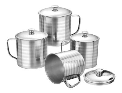 China 12oz 14oz 16oz Stainless Steel Mug Silver Color Outdoor Camping Coffee Cup for sale