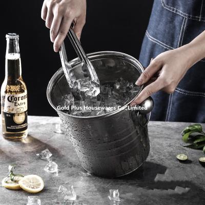 Chine 5L promotionnel pour seau à glace de mur d'acier inoxydable de bière le double a épaissi les seaux en acier de champagne en métal à vendre