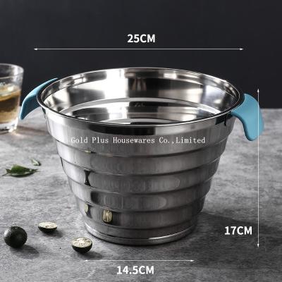 China 25cm Iron Stainless Steel Water Bucket With Two Plastic Handle for sale