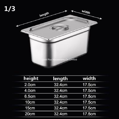 China Eco Friendly Serving Chafing Dish 1/3 With Lid Buffet Service Food Pan 17.5cm Width for sale