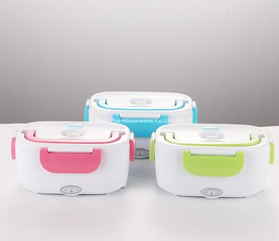 China Pink Green Blue PP Plastic Electric Heating Lunch Box With Steel Liner Food Container for sale