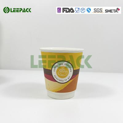China PE lined Insulated Paper Cup , Double Walled Coffee Cups Flexo Printing for sale
