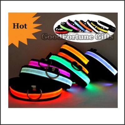 China hot sale polyester promotion led flash glow cat dog collar gift printed logo pet supplier for sale