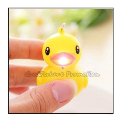 China HOT sale promotional gift printed logo led led yellow duck keychain keyrings with sound for sale