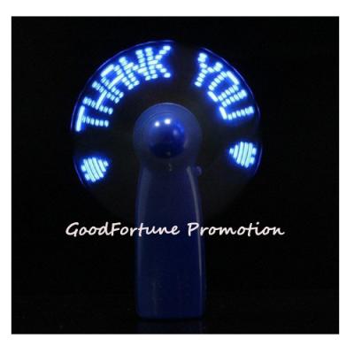 China Customed Cheap promotional Eco ABS message led flash desk hand mini fan printed logo gift for sale