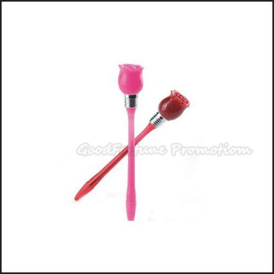 China Hot Sale Cheap Promotional printed logo led light Rose Shape ballpoint pen gift for sale