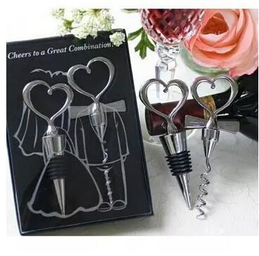 China Promotioal Wedding Gift stainless steel bottle opener corkscrew stopper for sale