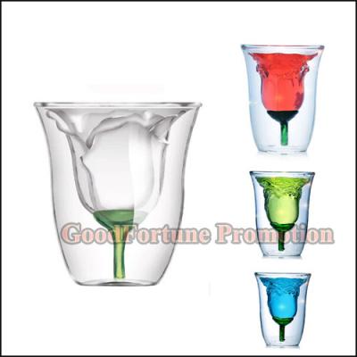 China New promotion gift creative product gift rose shape clear beer wine coffee mugs for sale