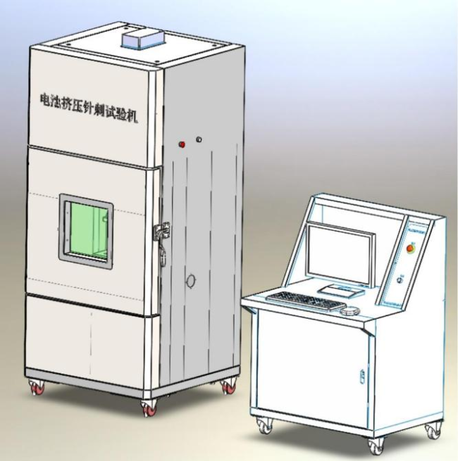 Complete battery crush and needle penetration tester system overview