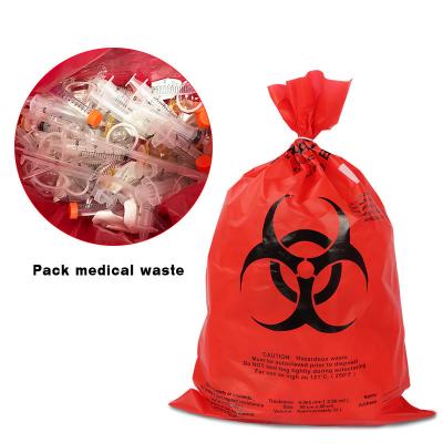 China Red HDPE PP Bio Medical Waste Bags , Disposable Biohazard Bags For Hospital for sale