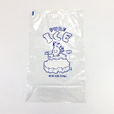 Китай Прочные сверхмощные пластиковые сумки льда 8 lb с дюймом drawstring 11x19 продается