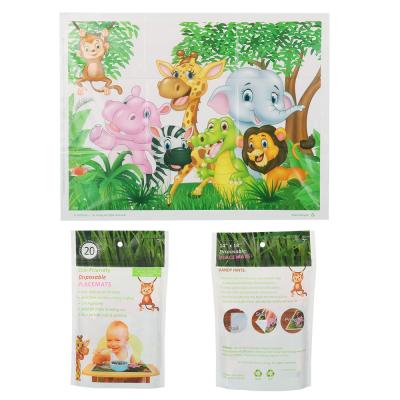 China Zoo Animals Disposable Stick On Placemats Sticky Table Topper For Baby for sale